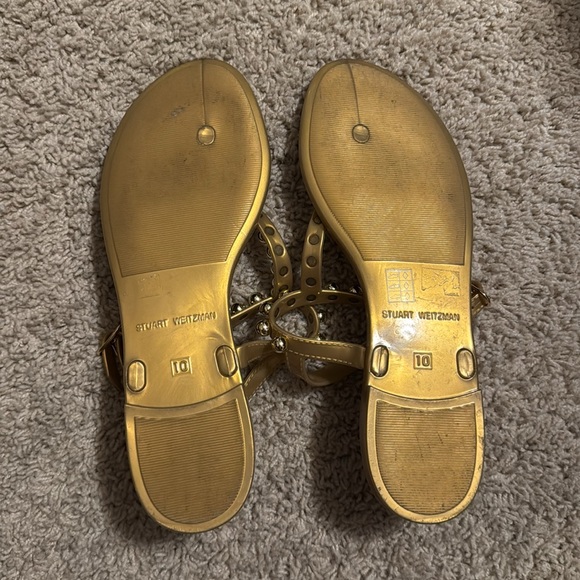 Stuart Weitzman Gold Jelly Thong Sandals - Picture 7 of 8